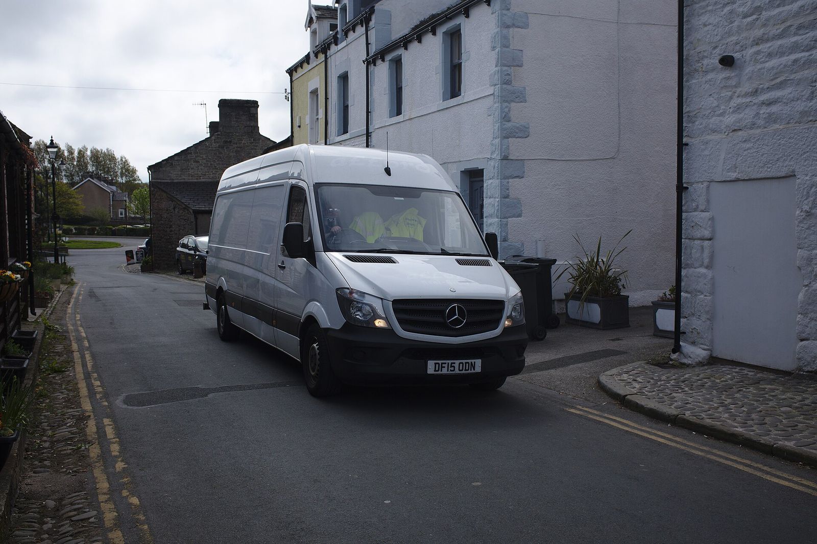 Delivery van on a residential street